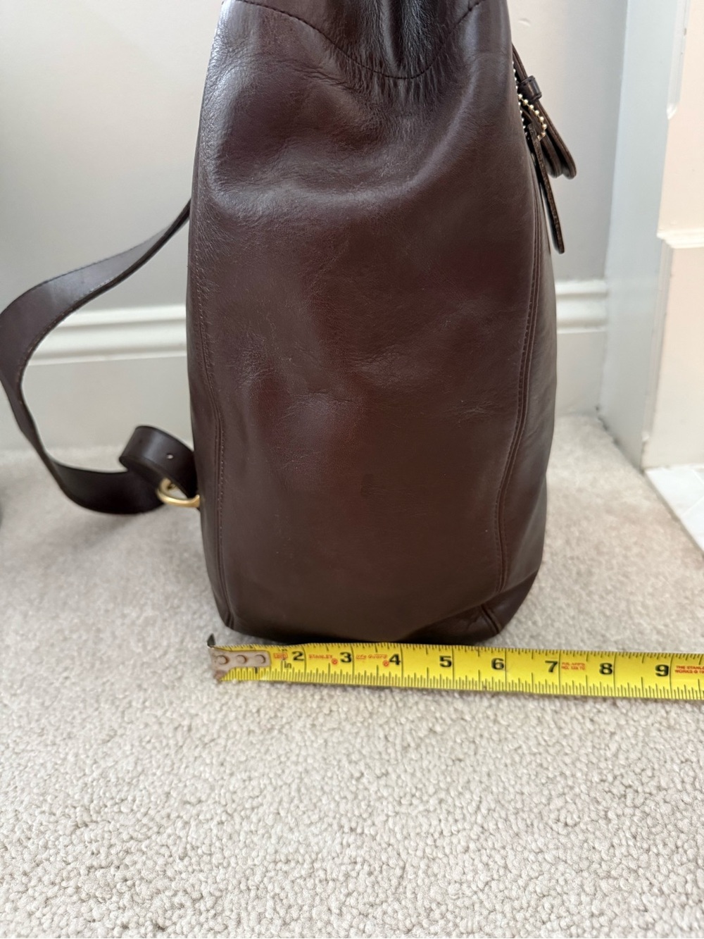 Vintage Coach Soho Sling Shoulder Bag Dark Brown Leather Backpack Purse # 4160 - Picture 11 of 12